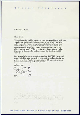 Letter from Steven Spielberg, Feb. 6, 2003.