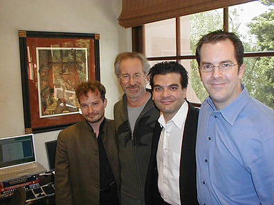 Left to right: Jayson Lamb, Steven Spielberg, Chris Strompolos, Eric Zala.