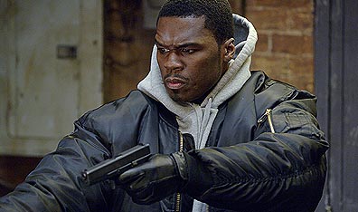 Gunning for hip-hop supremacy: Curtis "50 Cent" Jackson as Marcus in Get Rich or Die Tryin'. Photo Michael Gibson. Courtesy Paramount Pictures.