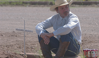 Cross to bear: Tommy Lee Jones as a Texas rancher in The Three Burials of Melquiades Estrada. Photo Dawn Jones. Courtesy Mongrel Media.