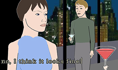 Shaken and stirred: Grace and Trip, the young, bickering couple at the centre of the video game Facade. Courtesy Procedural Arts.