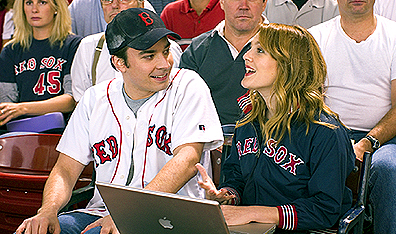 Jimmy Fallon and Drew Barrymore attend a Red Sox game in Fever Pitch. Photo by Darren Michaels. Courtesy Twentieth Century Fox Film Corporation.