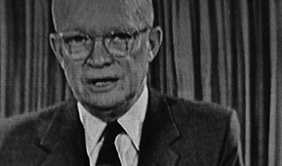 Facing the nation: Former U.S. president Dwight D. Eisenhower in a television address. Photo Sony Pictures Classics/Charlotte Street Films.
