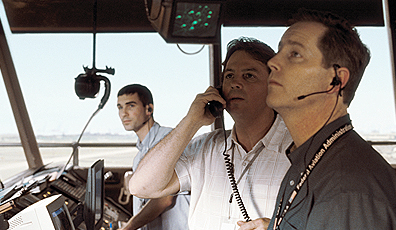 Air traffic controllers at Newark Airport react to unfolding events in United 93. Photo Universal Studios.
