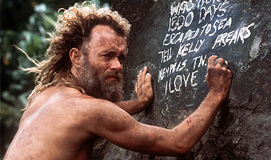 What I would give for a razor: A hirsute Hanks in Cast Away. (Zade Rosenthal/Dreamworks/20th Century Fox/CP Photo)