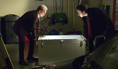 Crime usually requires some heavy lifting: Vic Cavanaugh (Billy Bob Thornton) and Charlie Arglist (John Cusack) in The Ice Harvest. Photo Chuck Hodes. Courtesy Alliance Atlantis.