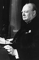 Winston Churchill, 1945. Photo by Keystone/Getty Images.