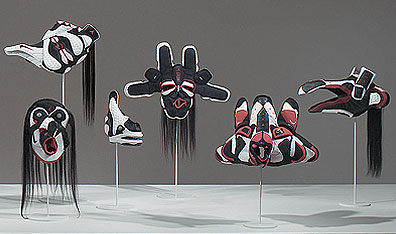 Brian Jungen, Prototypes for New Understanding (1998-2005), partial installation view.  Photo Trevor Mills/Vancouver Art Gallery.