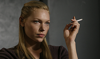 Under scrutiny: Karla Homolka (Laura Prepon) undergoes a parole evaluation in Joel Bender's Karla. Courtesy Christal Films.