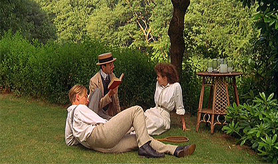 Where the grass is always greener: From left, George Emerson (Julian Sands), Cecil Vyse (Daniel Day-Lewis) and Lucy Honeychurch (Helen Bonham Carter) in Room with a View. Courtesy Warner Home Video.