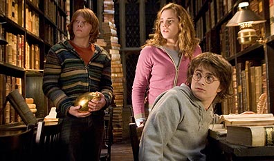 Don't look back: Ron Weasley (Rupert Grint), Hermione Granger (Emma Watson) and Harry Potter (Daniel Radcliffe). Courtesy Warner Bros. Pictures.