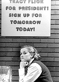 It's lonely vying for the top: Witherspoon as Tracy Flick in Election. Courtesy Paramount Pictures.