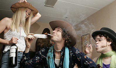 Where there's smoke, there's Guy: Terrifico and fellow revelers. Courtesy Alliance Atlantis.