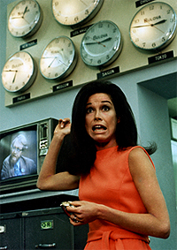 The tyranny of time: Mary Tyler Moore as TV journalist Mary Richards in the hit '70s comedy The Mary Tyler Moore Show. Photo CBS Photo Archive/Getty Images.
