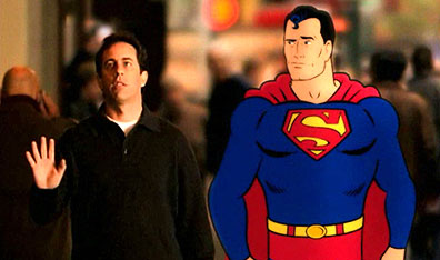 Jerry Seinfeld meets the Man of Steel in a webisode for American Express. Courtesy Unplugged Studio