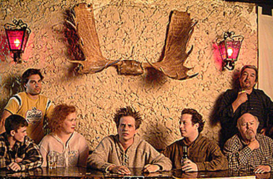 Brad McGinnis, Paul Popowich, Mary Crosbie, Rob Stefaniuk, Noam Rosen, Addison Bell and Graham Greene in Phil The Alien. Courtesy Lions Gate Entertainment.