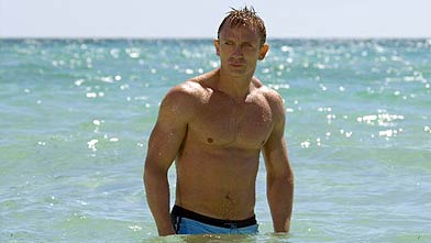 Surf's up: Daniel Craig puts Roger Moore to shame as the buff new Bond in Casino Royale (Sony Pictures)
