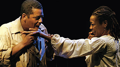 Passion play: Othello (Nigel Shawn Williams, left) and Billie (Karen Robinson) get close in Djanet Sears' Harlem Duet. Photo David Hou/Stratford Festival of Canada.