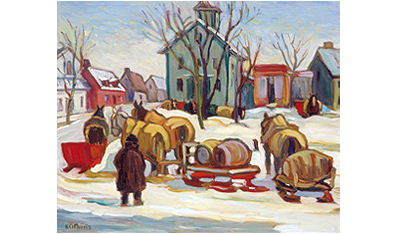 Waiting at the Old Church, Berthierville, Quebec, by Kathleen Morris. c. 1923, oil on Canvas.  Courtesy The Dundurn Group.
