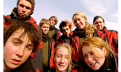 Red is the colour of rehabilitation: the Brat Camp posse. Courtesy ABC/CTV. 