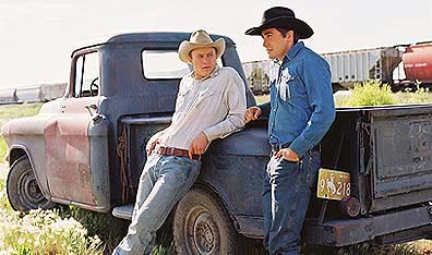 Howdy pardner: Ennis Del Mar (Heath Ledger) and Jack Twist (Jake Gyllenhaal) in Ang Lee's Brokeback Mountain. Photo Kimberly French. Courtesy Odeon Films.