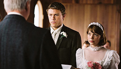 This marriage is a sham: Ennis (Heath Ledger) and Alma Beers (Michelle Williams) tie the knot. Photo Kimberly French. Courtesy Odeon Films.