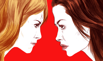 Jennifer Aniston vs. Angelina Jolie. Illustration by Jillian Tamaki.