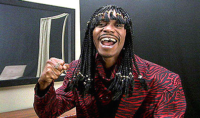 Comic gold: Dave Chappelle's best-loved caricature, late funk musician Rick James. Courtesy Comedy Central.