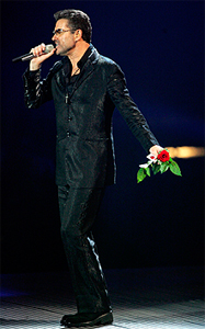 George Michael performs in Sweden on his current European tour. (Mans Langhjelm/Associated Press)





