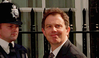 Tony Blair on May 3, 1997 - his first full day as British Prime Minister (AP Photo/ Michael Crabtree). 