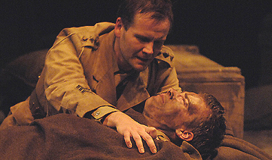 Evan Buliung as Stanhope and Jeff Lillico as Raleigh in Journey's End. Photo Andree Lanthier. Courtesy Shaw Festival.