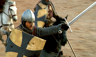 Balian (Orlando Bloom) in the thick of battle in the film Kingdom of Heaven. Courtesy Twientieth Century Fox.