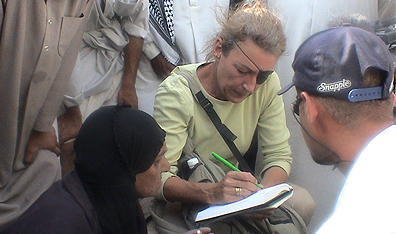 London Times reporter Marie Colvin, who lost her eye in a grenade attack in Sri Lanka.  Courtesy Hotdocs.