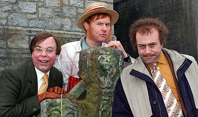 "Welcome to Royston Vasey. You'll never leave":  Herr Lip (Steve Pemberton), Hilary Briss (Mark Gatiss) and  Geoff (Reece Shearsmith) in the Royston Vasey Churchyard. Courtesy Universal Pictures International.