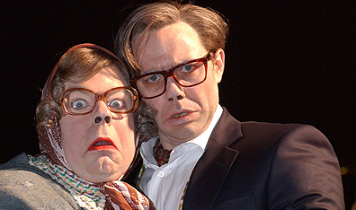 Local yokels: Tubbs Tattsyrup (Steve Pemberton) and Edward Tattsyrup (Reece Shearsmith) are proprietors of Royston Vasey's local shop. Courtesy Universal Pictures International.