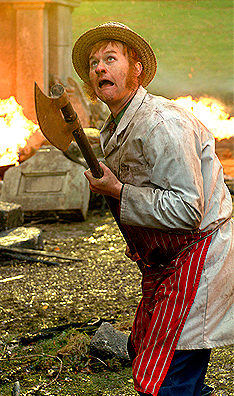 Axing for trouble: Mad butcher Hilary Briss (Mark Gatiss) does battle with supernatural forces. Courtesy Universal Pictures International.