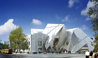 Libeskind's controversial vision for the 
                  addition to Toronto's Royal Ontario Museum, slated for completion 
                  in 2006. Courtesy Miller Hare