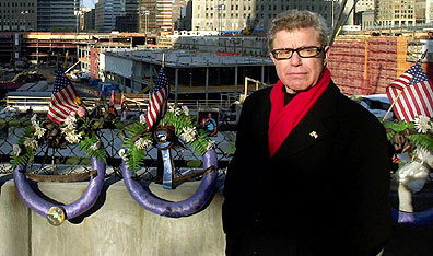 Architect Daniel Libeskind at Ground Zero in New York.  AP Photo by Gregory Bull