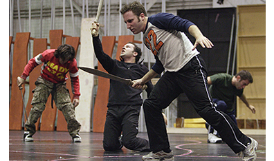 Hoping to smite critics: Members of the company in rehearsal for the Lord of the Rings stage production in Toronto. (CP Photo/Frank Gunn)