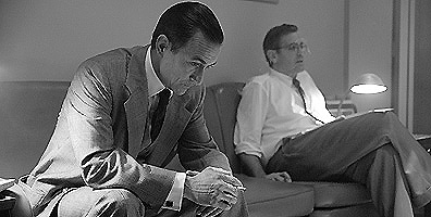 Couch session: Murrow and television producer Fred Friendly (George Clooney). Photo courtesy Warner Independent Films.