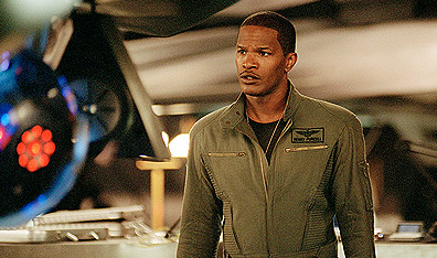 Plane disappointed: Jamie Foxx, after his first glimpse of the script to Stealth. Photo Simon Cardwell. Courtesy Columbia Pictures.