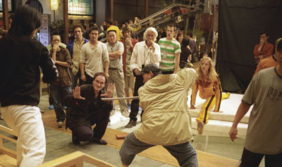 Quentin Tarantino directs a scene from Kill Bill. Courtesy Alliance Atlantis.