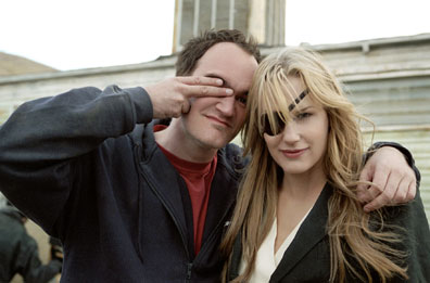Quentin Tarantino and Daryl Hannah on the set of Kill Bill. Courtesy Alliance Atlantis.