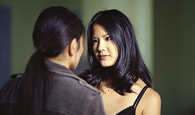 Love is in the air: from left, Wilhelmina Pang (Michelle Krusiec) and Vivian Shing (Lynn Chen) in Alice Wu's Saving Face. Courtesy Sony Picture Classics. 