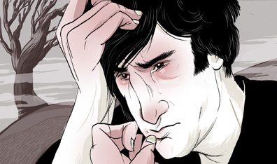 Illustration of Trent Reznor by Jillian Tamaki.