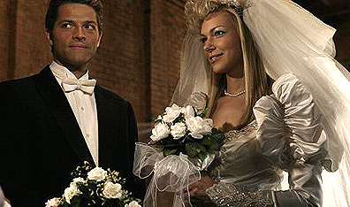 Notorious: A publicity shot of actors Misha Collins and Laura Prepon in the true-crime film Karla. Courtesy True Crime Productions/Quantum Entertainment.
