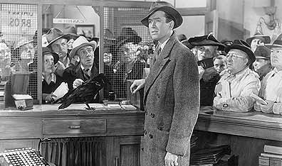 Not a good sign: George Bailey meets a black crow. Photo Hulton Archive/Getty Images.